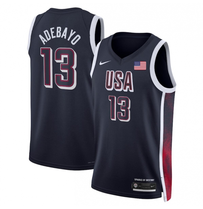Men's USA Basketball #13 Bam Adebayo Navy 2024 Swingman Stitched Jersey