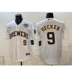 Men's Milwaukee Brewers #9 Bob Uecker White 2026 NLCS Stitched Baseball Jersey
