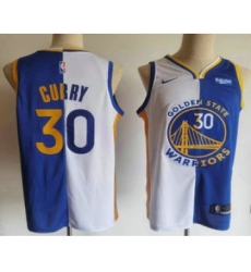 Men's Golden State Warriors #30 Stephen Curry White Blue Two Tone Stitched Swingman Nike Jersey With Sponsor