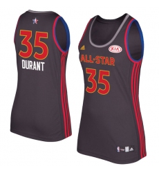Women's Adidas Golden State Warriors #35 Kevin Durant Authentic Charcoal 2017 All Star NBA Jersey