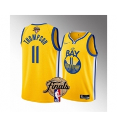 Men's Golden State Warriors #11 Klay Thompson 2022 Yellow NBA Finals Stitched Jersey