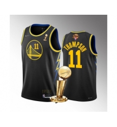 Men's Golden State Warriors #11 Klay Thompson Black 2022 NBA Finals Champions Stitched Jersey