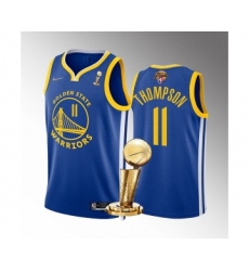 Men's Golden State Warriors #11 Klay Thompson Royal 2022 NBA Finals Champions Stitched Jersey