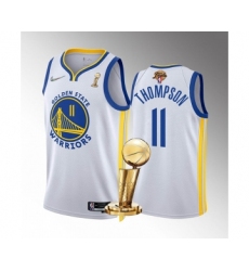 Men's Golden State Warriors #11 Klay Thompson White 2022 NBA Finals Champions Stitched Jersey