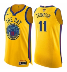 Youth Nike Golden State Warriors #11 Klay Thompson Swingman Gold 2018 NBA Finals Bound NBA Jersey - City Edition