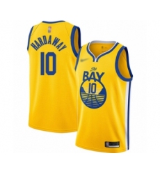 Men's Golden State Warriors #10 Tim Hardaway Authentic Gold Finished Basketball Jersey - Statement Edition