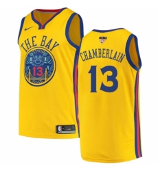 Men's Nike Golden State Warriors #13 Wilt Chamberlain Swingman Gold 2018 NBA Finals Bound NBA Jersey - City Edition