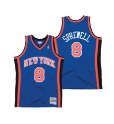 Men's New Yok Knicks #8 Latrell Sprewell 1998-99 Royal Throwback Stitched Jersey