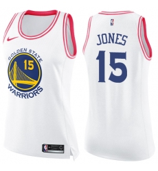 Women's Nike Golden State Warriors #15 Damian Jones Swingman White/Pink Fashion NBA Jersey