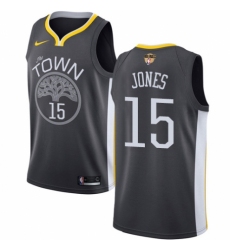 Youth Nike Golden State Warriors #15 Damian Jones Swingman Black Alternate 2018 NBA Finals Bound NBA Jersey - Statement Edition