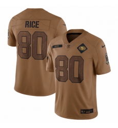 Men's San Francisco 49ers #80 Jerry Rice Nike Brown 2023 Salute To Service Retired Player Limited Jersey