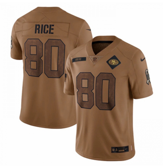 Men's San Francisco 49ers #80 Jerry Rice Nike Brown 2023 Salute To Service Retired Player Limited Jersey