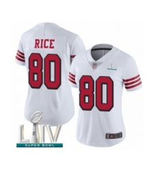 Women's San Francisco 49ers #80 Jerry Rice Limited White Rush Vapor Untouchable Super Bowl LIV Bound Football Jersey