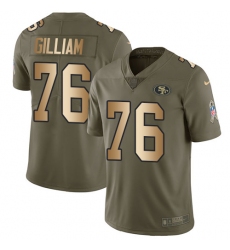 Men's Nike San Francisco 49ers #76 Garry Gilliam Limited Olive/Gold 2017 Salute to Service NFL Jersey