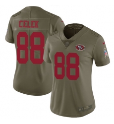 Women's Nike San Francisco 49ers #88 Garrett Celek Limited Olive 2017 Salute to Service NFL Jersey