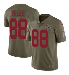 Youth Nike San Francisco 49ers #88 Garrett Celek Limited Olive 2017 Salute to Service NFL Jersey
