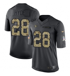 Men's Nike San Francisco 49ers #28 Carlos Hyde Limited Black 2016 Salute to Service NFL Jersey