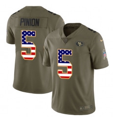 Youth Nike San Francisco 49ers #5 Bradley Pinion Limited Olive/USA Flag 2017 Salute to Service NFL Jersey