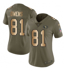 Women's Nike San Francisco 49ers #81 Terrell Owens Limited Olive/Gold 2017 Salute to Service NFL Jersey