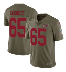 Youth Nike San Francisco 49ers #65 Joshua Garnett Limited Olive 2017 Salute to Service NFL Jersey