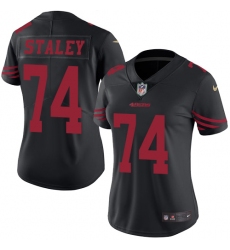 Women's Nike San Francisco 49ers #74 Joe Staley Limited Black Rush Vapor Untouchable NFL Jersey