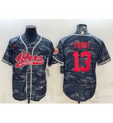 Men's San Francisco 49ers #13 Brock Purdy Grey Camo With Patch Cool Base Stitched Baseball Jersey