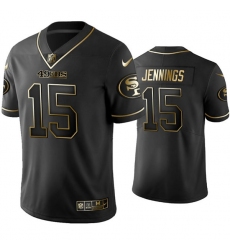Mens San Francisco 49ers #15 Jauan Jennings Nike Black Golden Edition Vapor Limited Jersey
