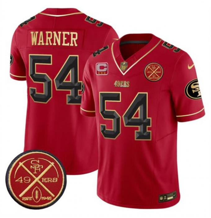 Men's San Francisco 49ers #54 Fred warner Red F.U.S.E. 3-Star C With Est.1946 Vapor Limited Football Stitched Jersey