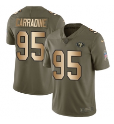 Men's Nike San Francisco 49ers #95 Cornellius Carradine Limited Olive/Gold 2017 Salute to Service NFL Jersey