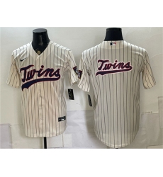 Men's Minnesota Twins Team Big Logo Cream 2026 Field of Dreams Stadium Stitched Baseball Jersey