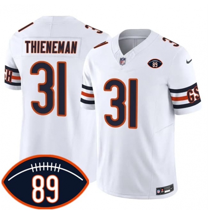 Men's Chicago Bears #31 Dillon Thieneman White 2026 F.U.S.E. With Mike Ditka 89 Vapor Untouchable Limited Football Stitched Jersey