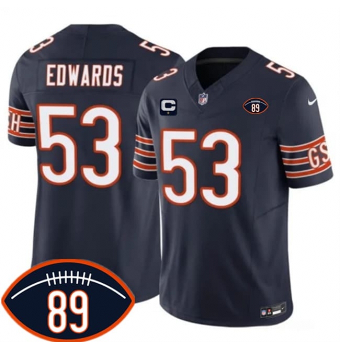 Men's Chicago Bears #53 T.J. Edwards Navy 2026 With Mike Ditka 89 And 1-Star C Vapor Untouchable Limited Football Stitched Jersey