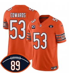 Men's Chicago Bears #53 T.J. Edwards Orange 2026 With Mike Ditka 89 F.U.S.E. 2-Star C Vapor Untouchable Limited Football Stitched Jersey