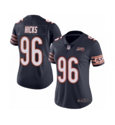 Women's Chicago Bears #96 Akiem Hicks Navy Blue Team Color 100th Season Limited Football Jersey