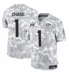 Men's Cincinnati Bengals #1 Ja'Marr Chase 2024 F.U.S.E Arctic Camo Salute To Service Limited Stitched Football Jersey