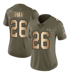 Women's Nike Cincinnati Bengals #26 Josh Shaw Limited Olive/Gold 2017 Salute to Service NFL Jersey