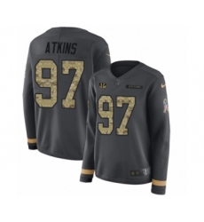 Women's Nike Cincinnati Bengals #97 Geno Atkins Limited Black Salute to Service Therma Long Sleeve NFL Jersey