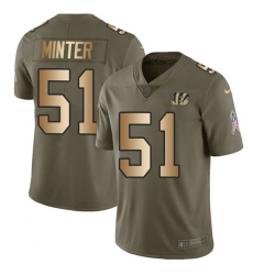 Men's Nike Cincinnati Bengals #51 Kevin Minter Limited Olive/Gold 2017 Salute to Service NFL Jersey