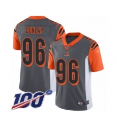 Men's Cincinnati Bengals #96 Carlos Dunlap Limited Silver Inverted Legend 100th Season Football Jersey