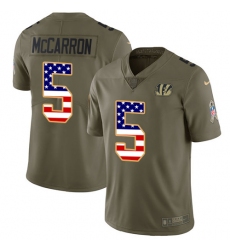 Youth Nike Cincinnati Bengals #5 AJ McCarron Limited Olive/USA Flag 2017 Salute to Service NFL Jersey