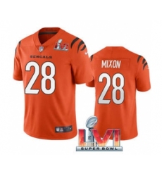 Men's Cincinnati Bengals #28 Joe Mixon Orange 2022 Super Bowl LVI Vapor Limited Stitched Jersey