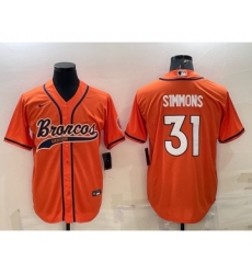 Men's Denver Broncos #31 Justin Simmons Orange Stitched Cool Base Nike Baseball Jersey