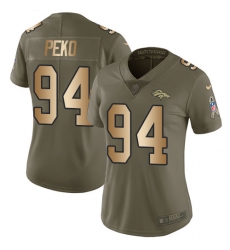 Women's Nike Denver Broncos #94 Domata Peko Limited Olive/Gold 2017 Salute to Service NFL Jersey