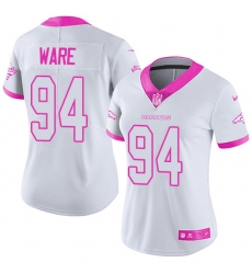 Women's Nike Denver Broncos #94 DeMarcus Ware Limited White/Pink Rush Fashion NFL Jersey