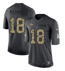 Youth Nike Denver Broncos #18 Peyton Manning Limited Black 2016 Salute to Service NFL Jersey