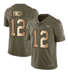 Men's Nike Denver Broncos #12 Paxton Lynch Limited Olive/Gold 2017 Salute to Service NFL Jersey