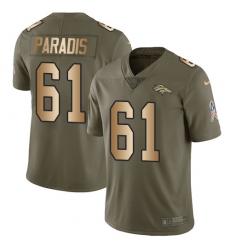 Men's Nike Denver Broncos #61 Matt Paradis Limited Olive/Gold 2017 Salute to Service NFL Jersey