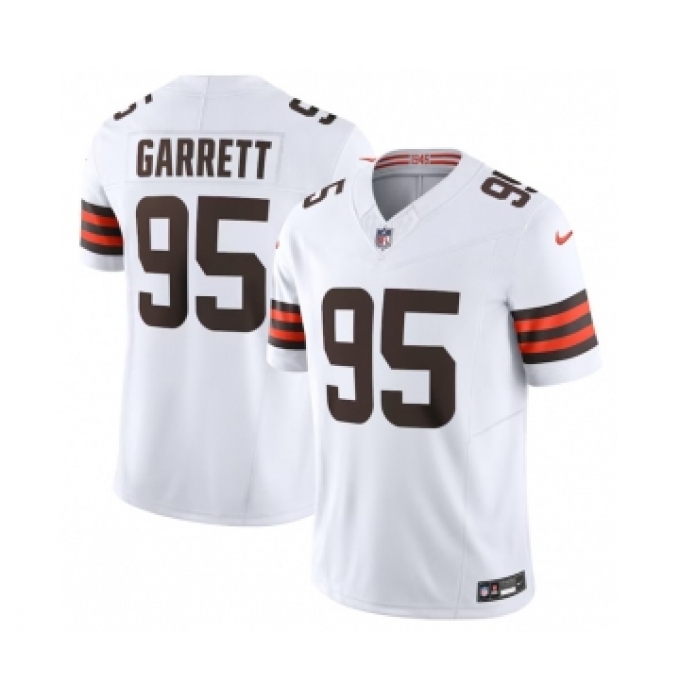 Men's Nike Cleveland Browns #95 Myles Garrett White 2023 F.U.S.E. Vapor Untouchable Limited Football Stitched Jersey