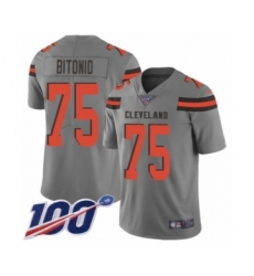 Youth Cleveland Browns #75 Joel Bitonio Limited Gray Inverted Legend 100th Season Football Jersey