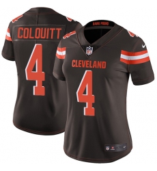 Women's Nike Cleveland Browns #4 Britton Colquitt Brown Team Color Vapor Untouchable Limited Player NFL Jersey